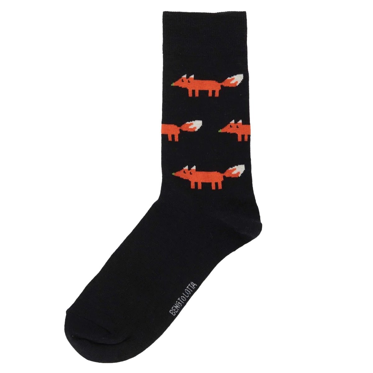 Bengt & Lotta Merino Wool Black Socks | "Fox" (Small)