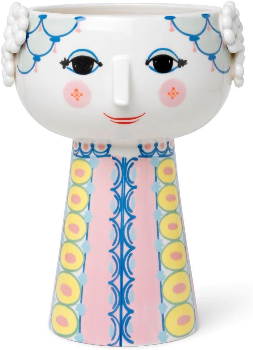 Bjørn Wiinblad Eva Porcelain Vase in Pink & Blue