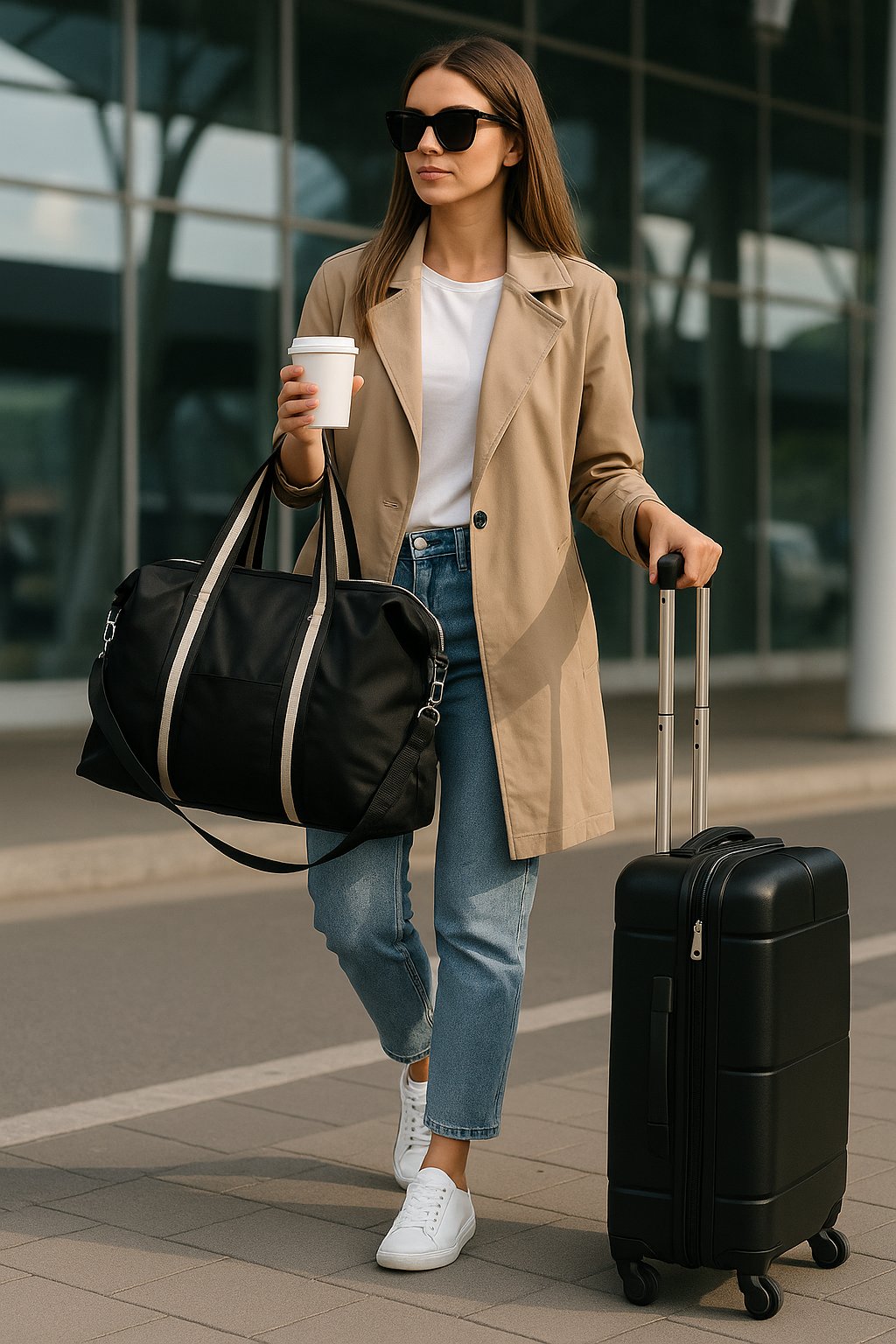 Black Weekender Carry-On Bag – Under Seat Travel Duffle for Airplane