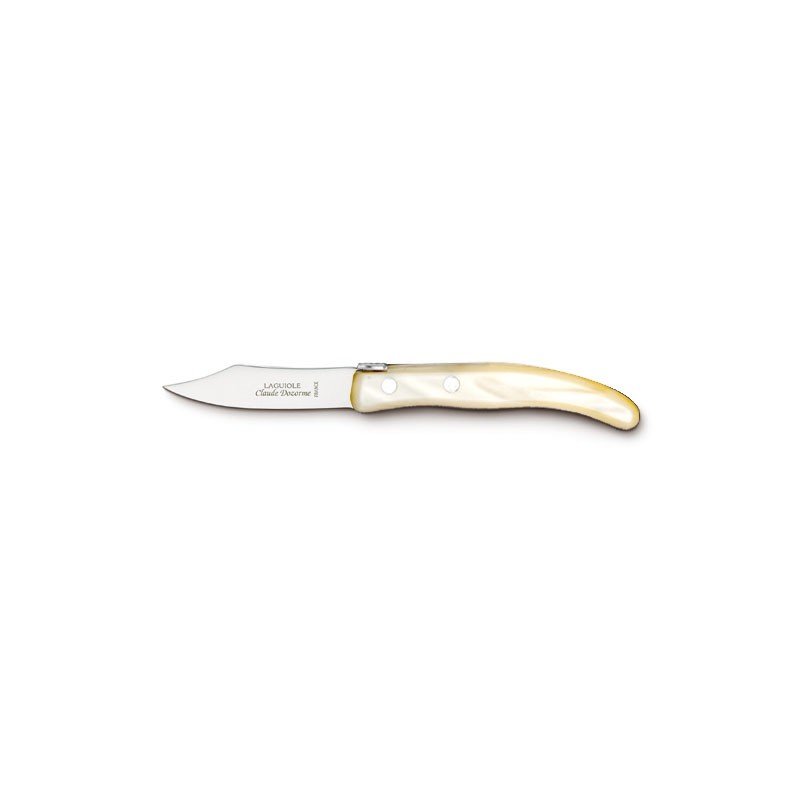 Laguiole Berlingot Le Petite Cuisine 4 Knives Set in Pearl Handle | Peeling, Paring, Serrate Bread & Tomato Knives