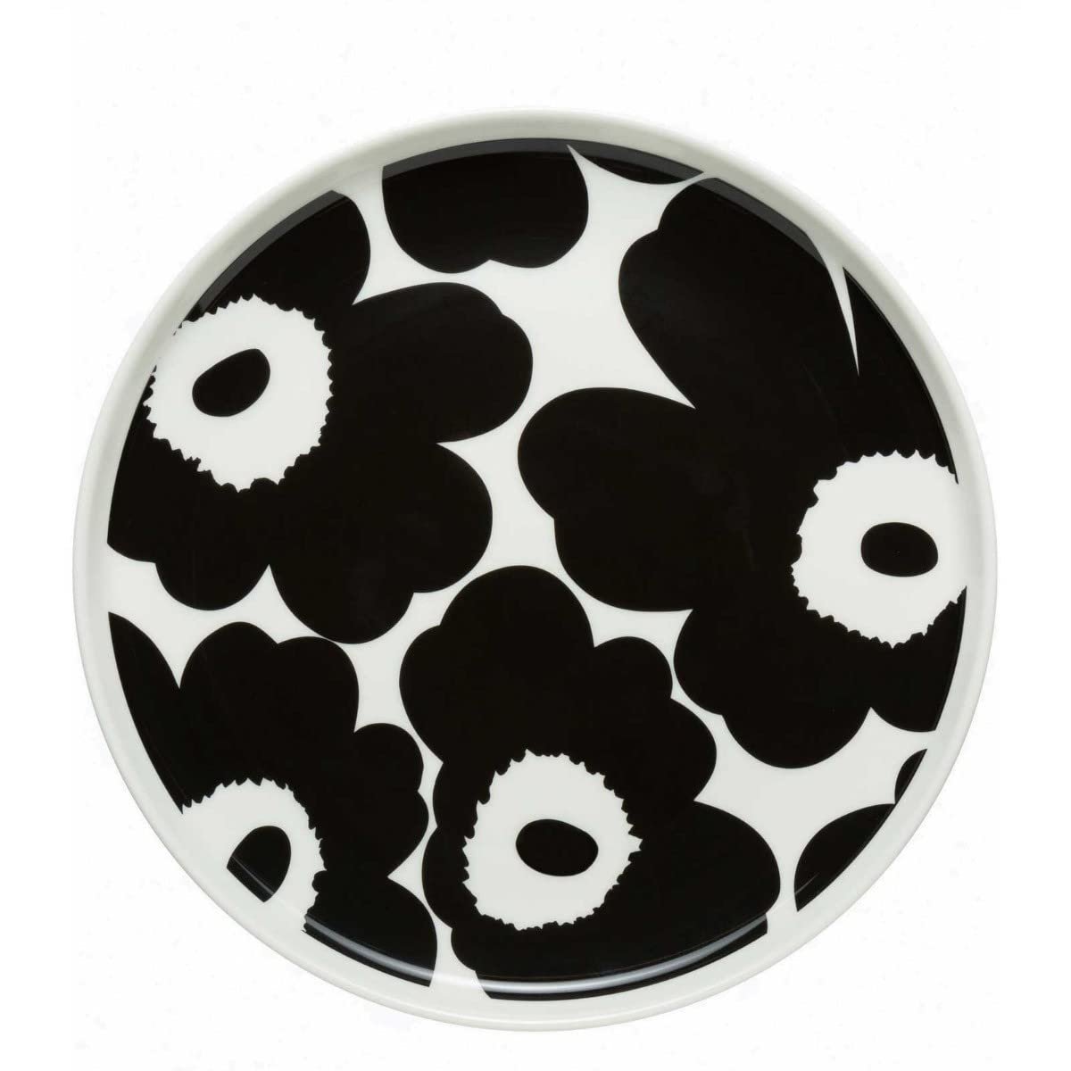 Oiva Unikko Salad Plate | Black & White Poppy Design