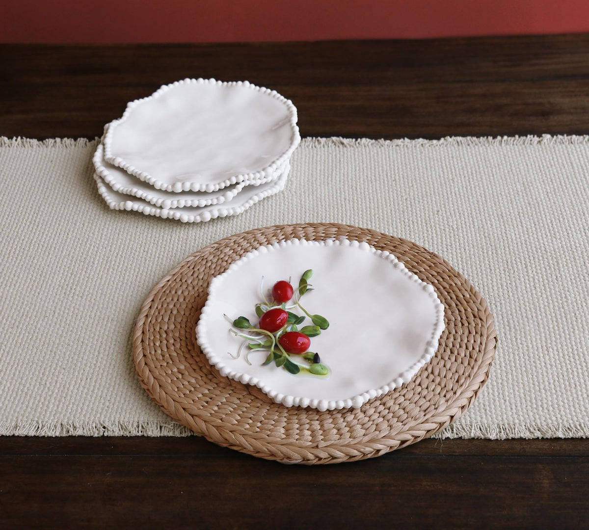 VIDA Alegria Salad Plate in White Melamine | Set of 4