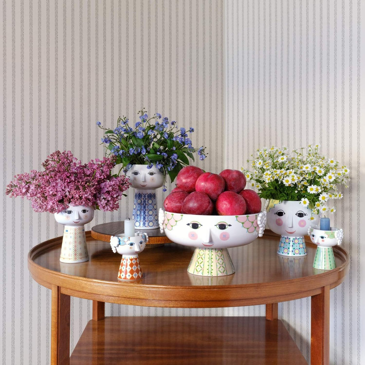 Bjørn Wiinblad Eva Bowl on Porcelain Stand in Soft Pink