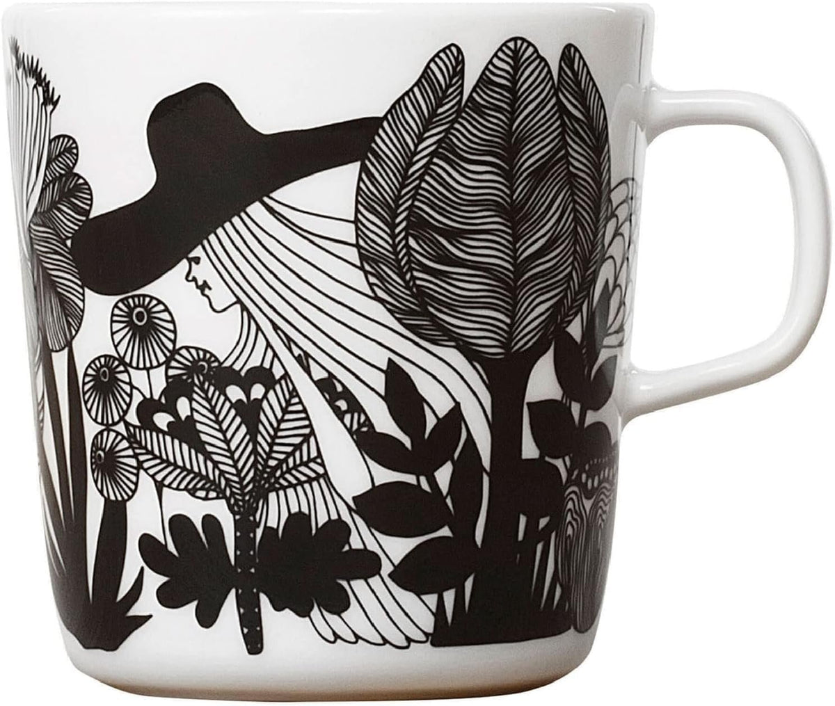 Oiva Siirtolapuutarha Large Mug | Floral Garden Black & White | 13.5oz