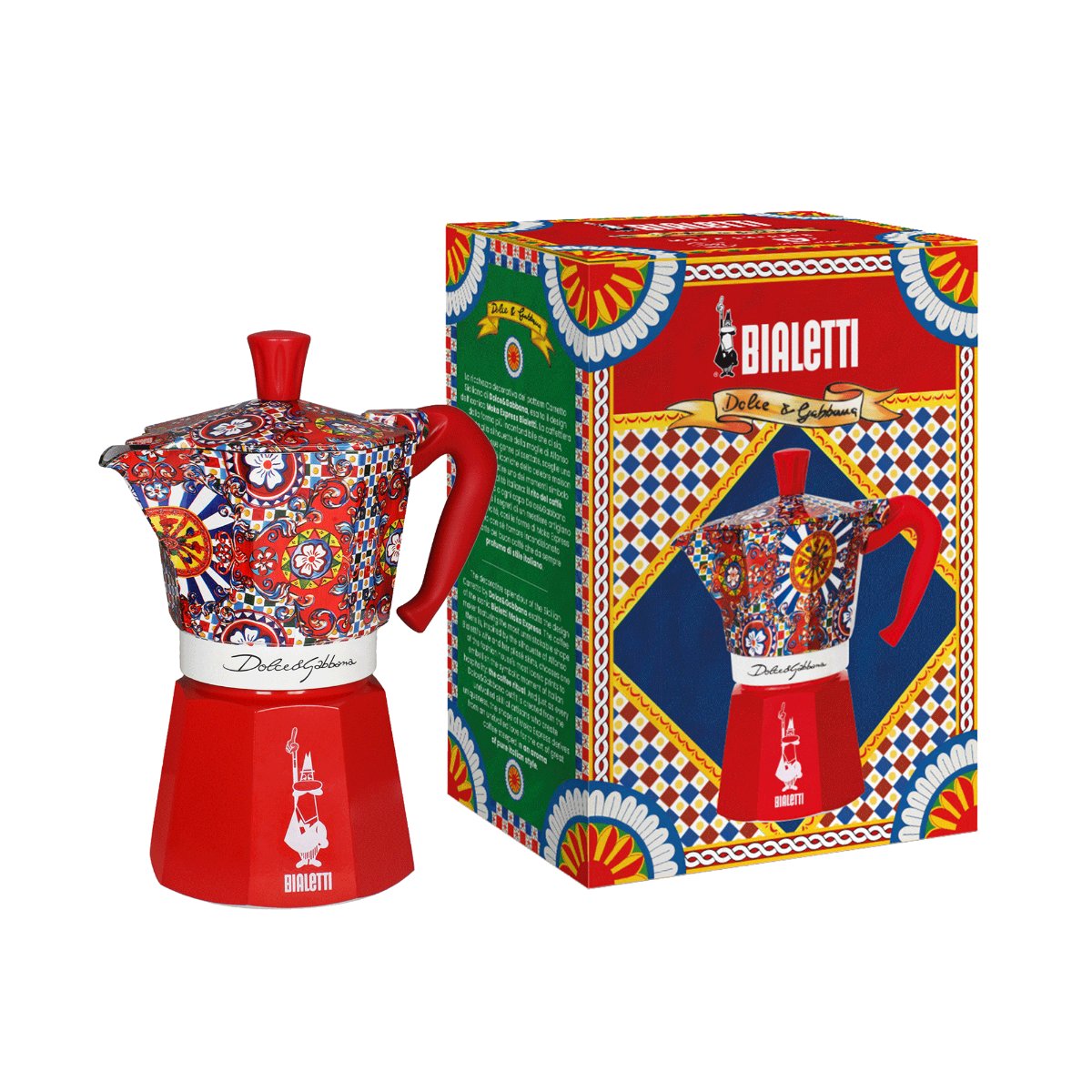 Bialetti Dolce & Gabanna Moka Espresso Coffee Maker Stovetop | Red Sicilian (6 Cup)
