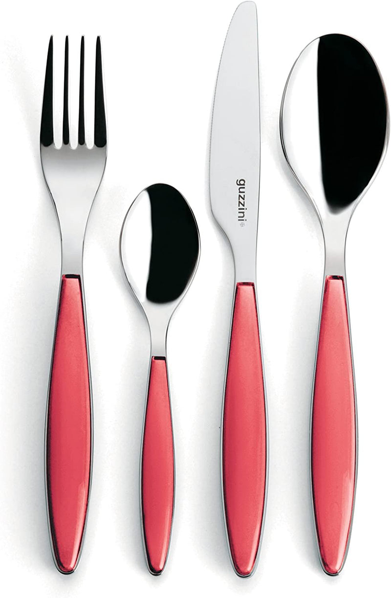 Feeling Cutlery Flatware Set 4 Piece Place Setting | Service for 6 | Red