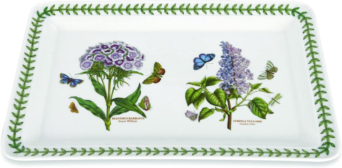 Portmeirion Botanic Garden Rectangular Tray | 15.5" | Garden Lilac & Sweet William Motifs