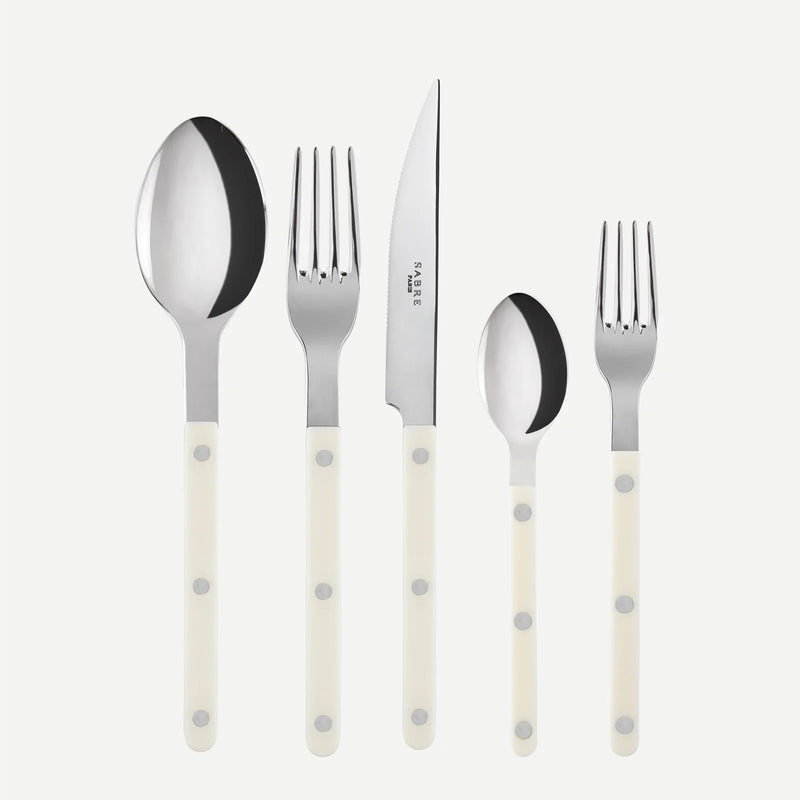 Bistrot Flatware Set 5 Piece Place Setting | Service for 4 | Shiny Ivory