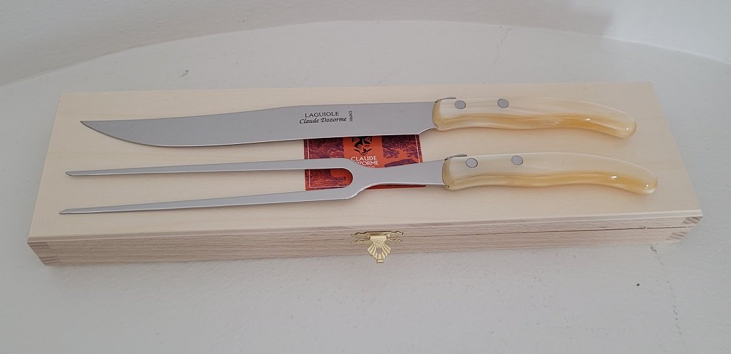 Laguiole Berlingot Carving Set | Pearl Handle
