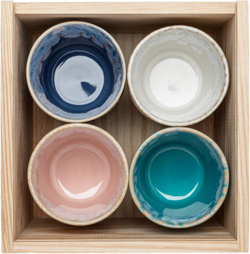Stoneware Lungo Espresso Cups in a Wooden Box Grespresso Collection | Multicolor | Set of 8