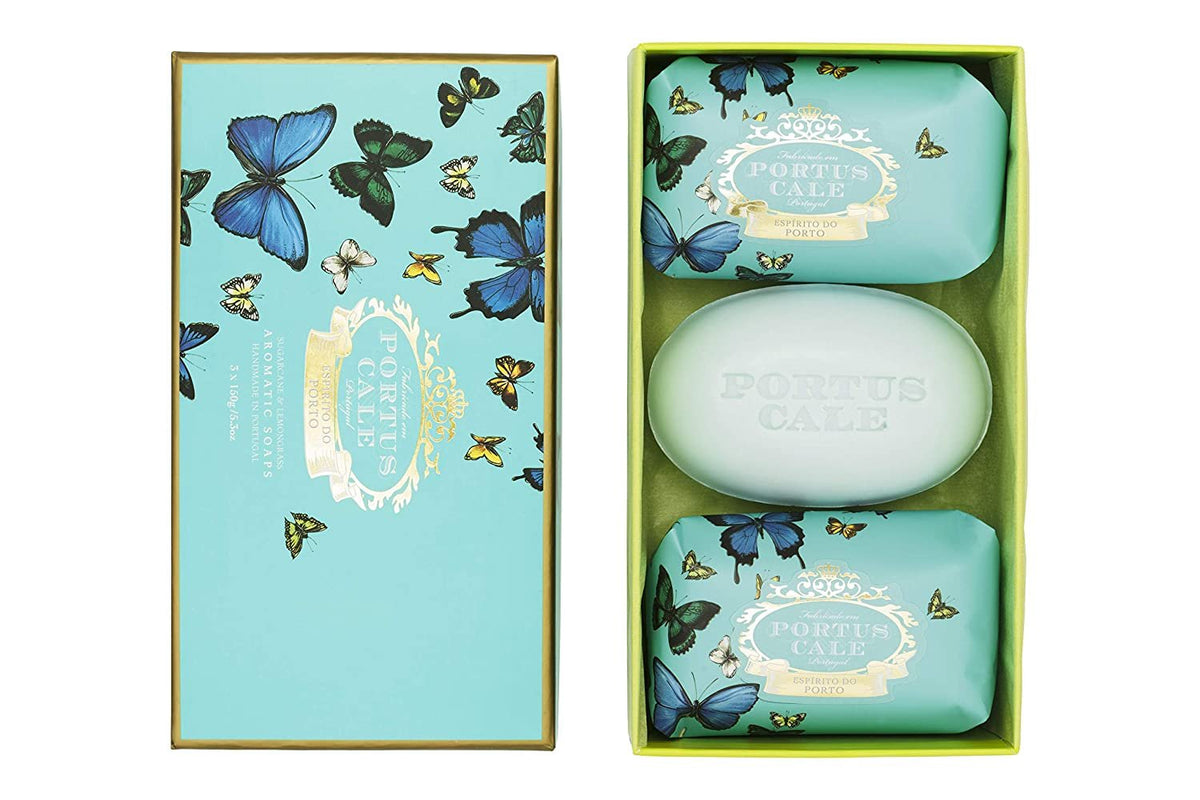 Portus Cale Butterflies Bar Soaps Gift Set of 3 | Sugarcane & Lemongrass