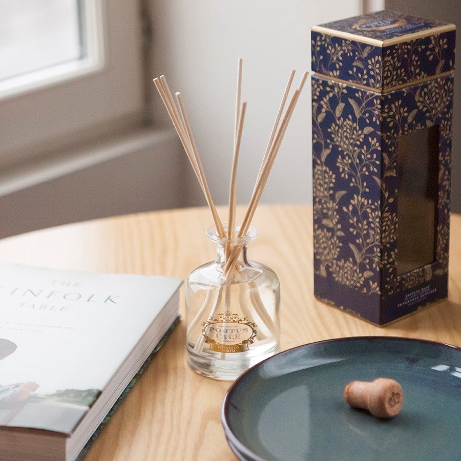 Portus Cale Festive Blue Scented Candle in Golden Vase | Fir, Cedar & Rosemary