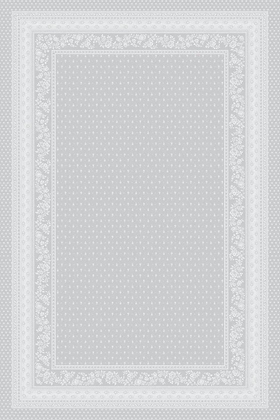 Jacquard Gray Rectangular Provencal Tablecloth | 63" x 118" | Easy Care Luxury French Linen
