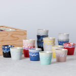 Stoneware Lungo Coffee Cups in a Wooden Box Grespresso Collection | Multicolor | Set of 8