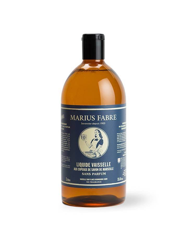 Marius Fabre Marseille Soap Flakes Dishwashing Liquid 1L Degreaser Plant-Based 100% Natural Hypoallergenic France