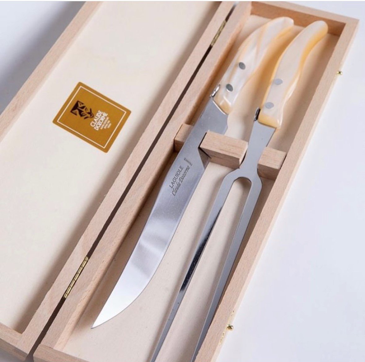 Laguiole Berlingot Carving Set | Pearl Handle