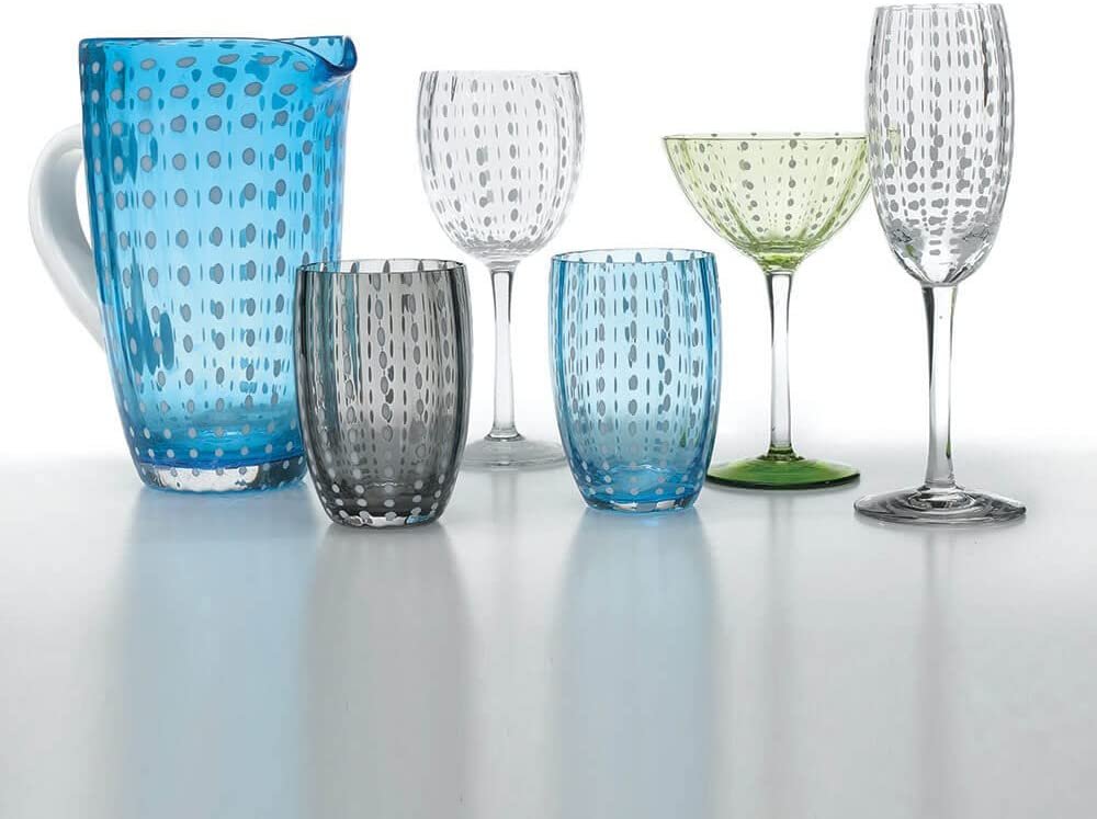 Perle Glass Carafe | Aquamarine | Elegant Beverage Pitcher