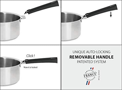 Cristel Mutine White Cookware Set with Removable Handles — 6 Piece