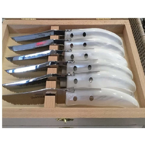 Laguiole Berlingot Steak Knives Set of 6 White - Home Decors Gifts online | Fragrance, Drinkware, Kitchenware & more - Fina Tavola
