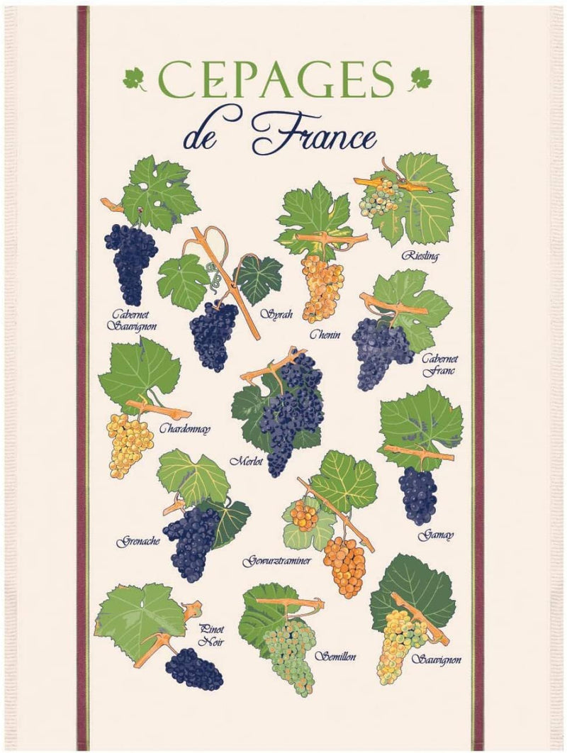 Kitchen Tea Towel | Les Cepages De France (Red Grape Varieties)