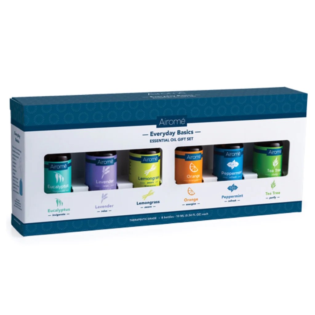 Airomé Essential Oil Basic Set, Six (10 ml each) Therapeutic-Grade Essential Oils | Eucalyptus, Lavender, Lemongrass, Orange, Peppermint, Tea Tree