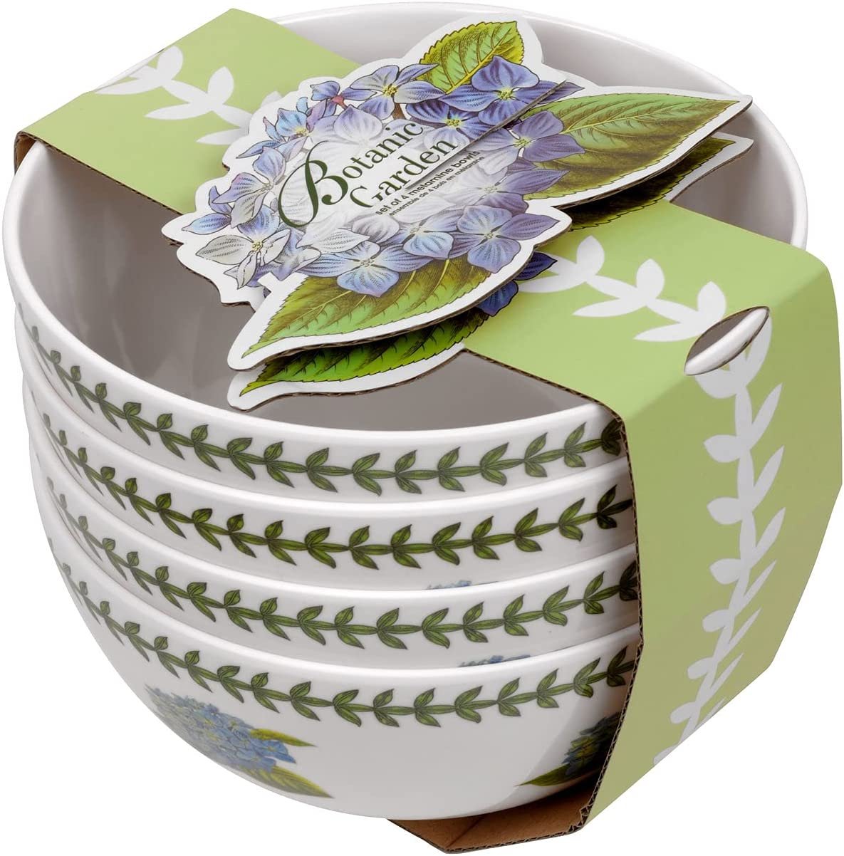 Portmeirion Botanic Garden Melamine Bowls | Set of 4 | Hydrangea Motif