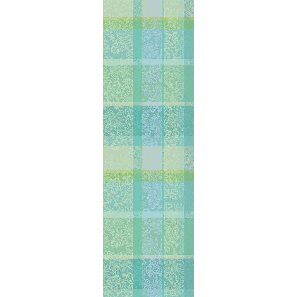 Garnier-Thiébaut Mille Venusta Jacquard Stain-Resistant Tablecloth | Aqua