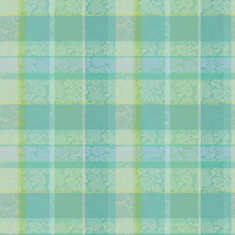 Garnier-Thiébaut Mille Venusta Jacquard Stain-Resistant Tablecloth | Aqua