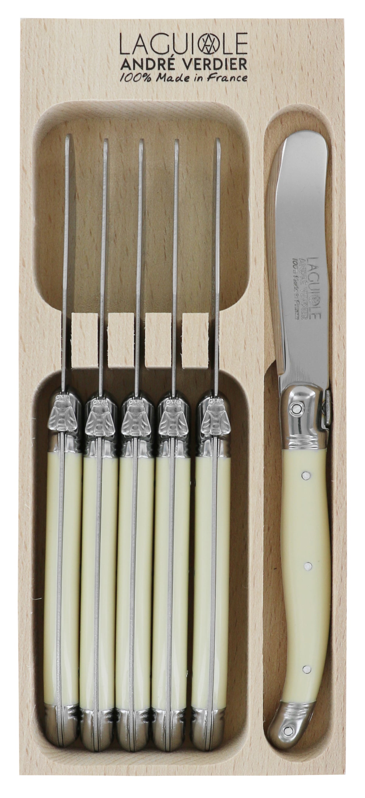 Andre Verdier Laguiole Stainless Steel Butter Knives | Set of 6 | Ivory