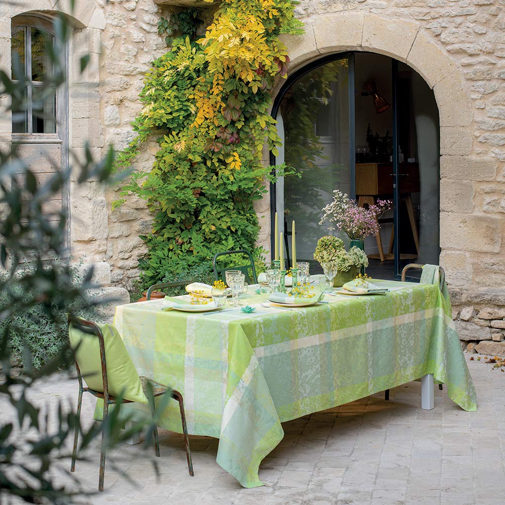 Garnier-Thiébaut Mille Dentelles Prairie Jacquard Stain-Resistant Tablecloth | 69" x 98"