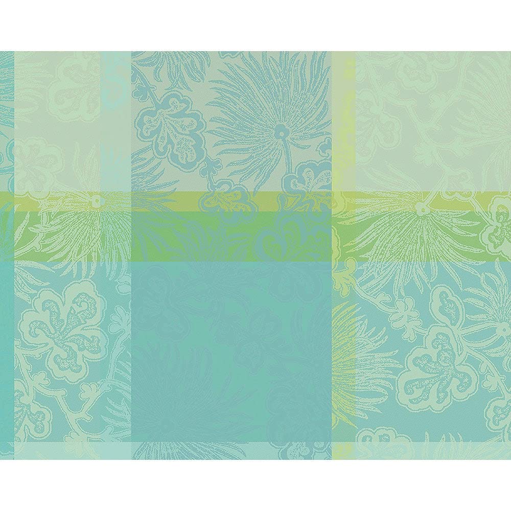 Garnier-Thiébaut Mille Venusta Jacquard Stain-Resistant Tablecloth | Aqua