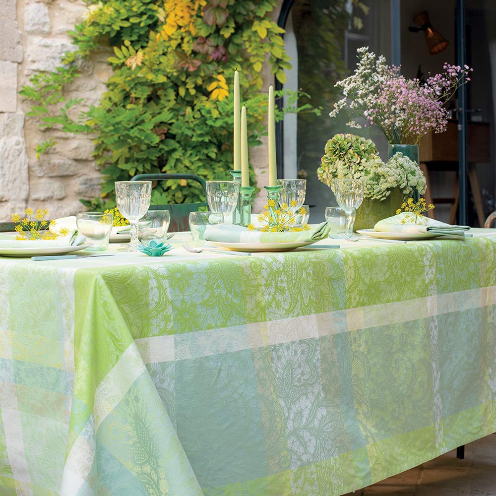 Garnier-Thiébaut Mille Dentelles Prairie Jacquard Stain-Resistant Tablecloth | 69" x 98"