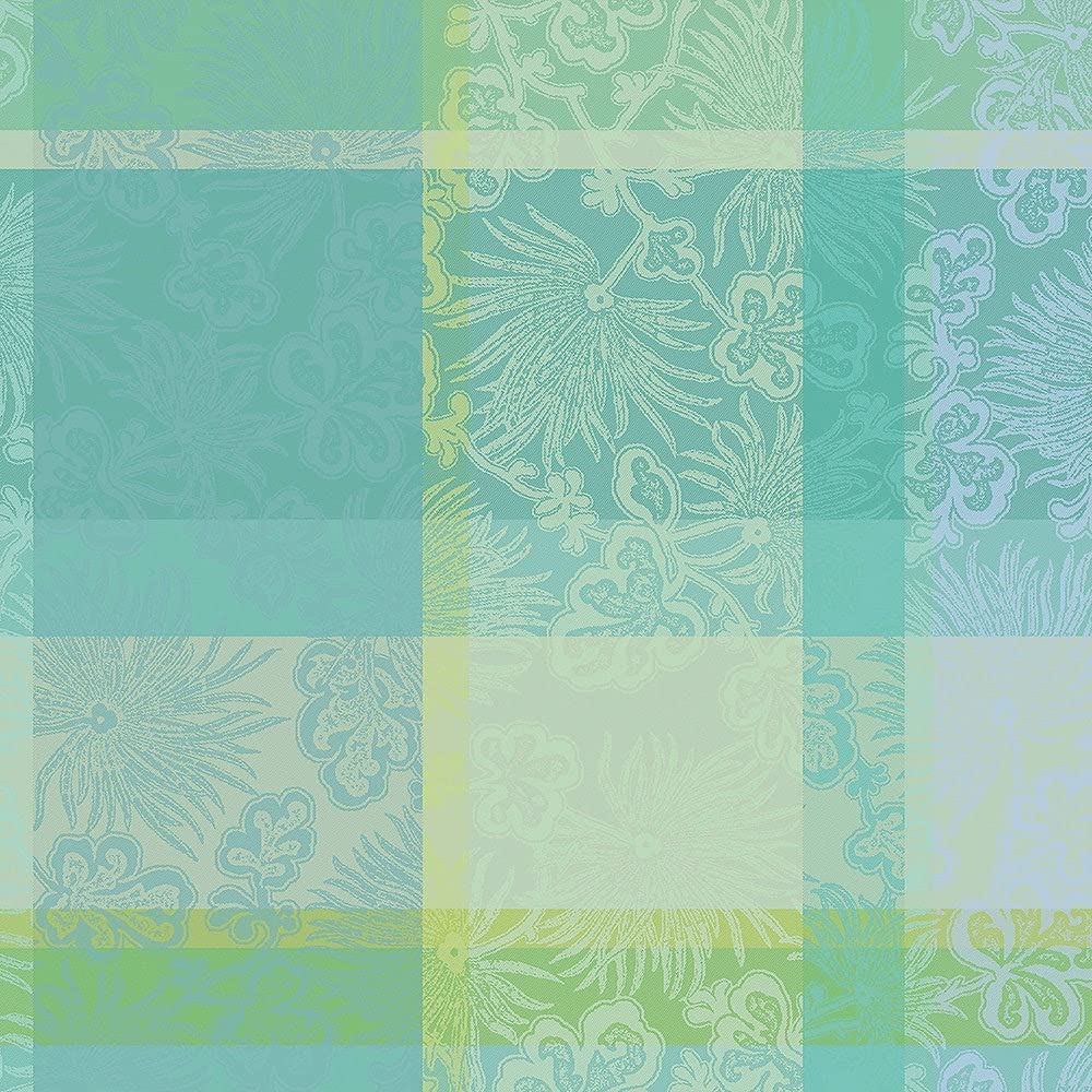 Garnier-Thiébaut Mille Venusta Jacquard Stain-Resistant Tablecloth | Aqua
