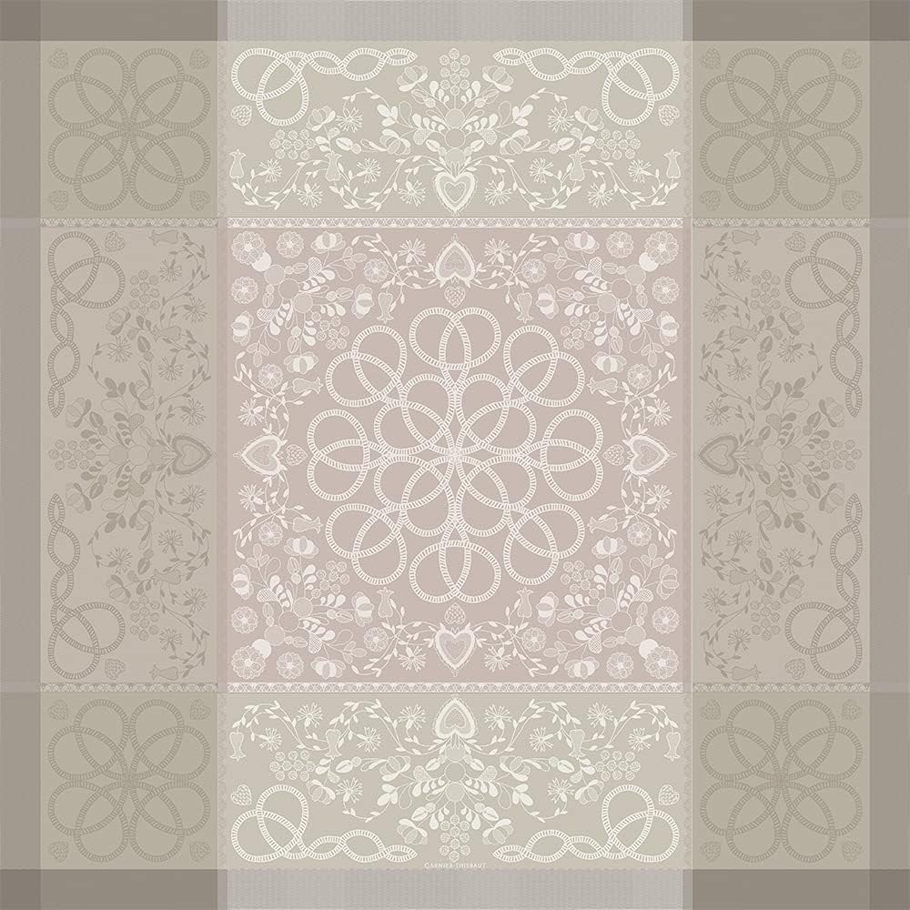 Garnier-Thiébaut American Folk Bouleau Jacquard Tablecloth | Cream | 69" x 100"