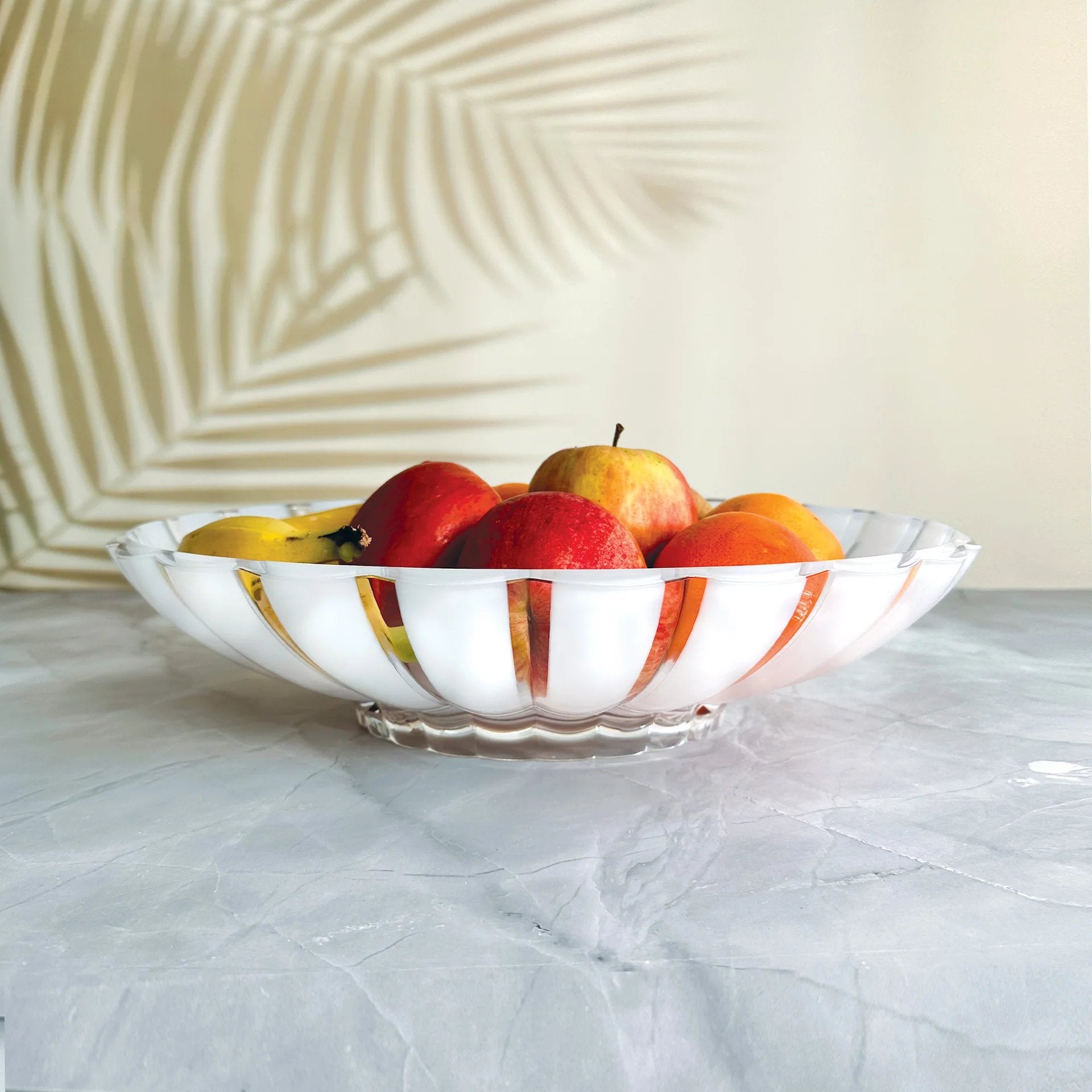 Dolcevita Centerpiece Oval Fruit Bowl | White Mother of Pearl