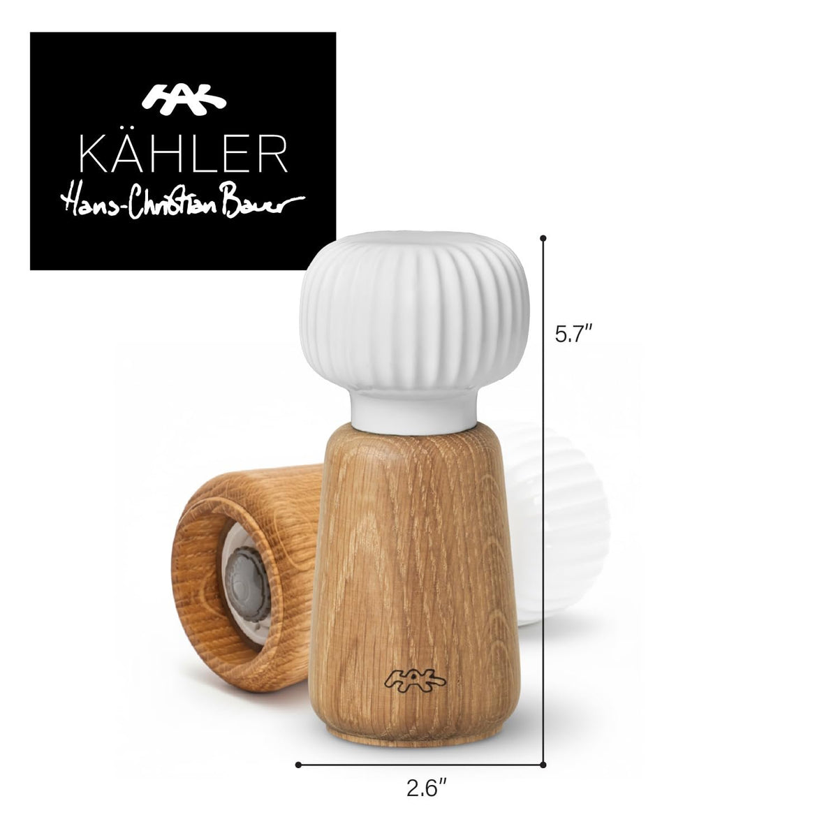 Kahler Hammershoi Salt and Pepper Grinder,  Denmark Designed by Hans-Christian Bauer