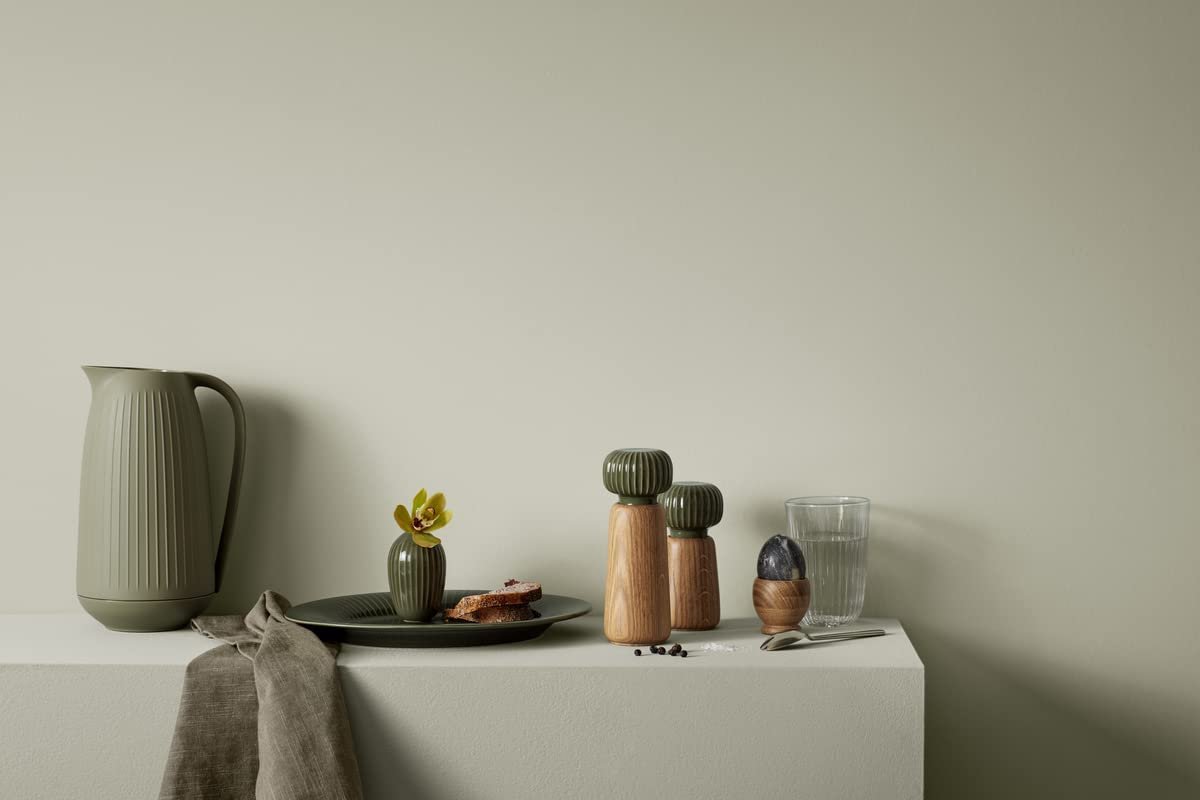 Kähler Hammershøi green stoneware vase styled with flowers