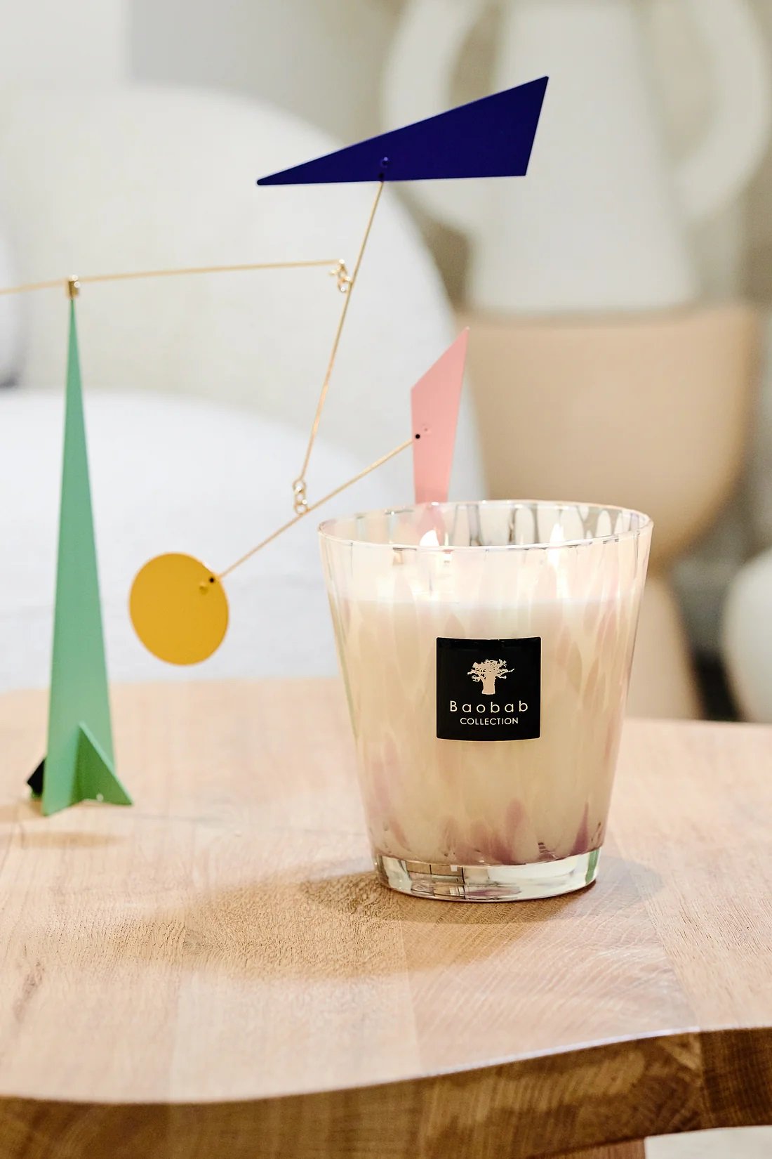 Baobab White Pearls scented candle hand blown glass