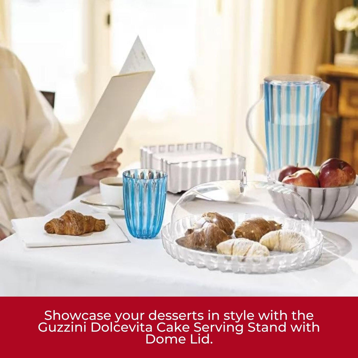 Guzzini Dolcevita Cake Stand (12") Mother of Pearl 100% Recycled Plastic Unbreakable Reusable BPA-Free