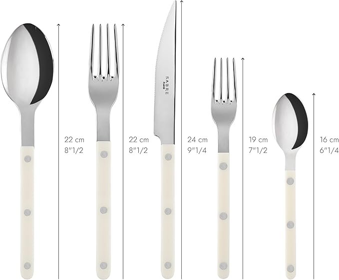 Bistrot Flatware Set 5 Piece Place Setting | Service for 4 (20 Pieces) | Shiny Ivory