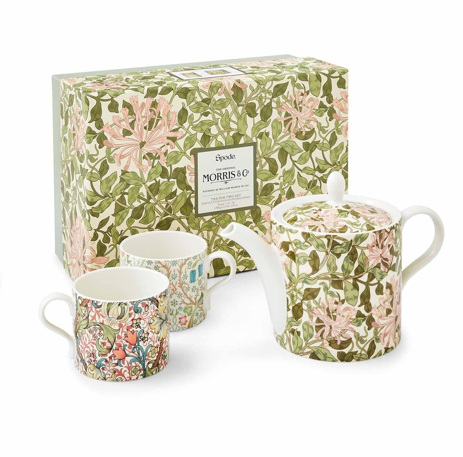 Morris & Co. Porcelain Teapot & Mug Set | Honeysuckle Pattern