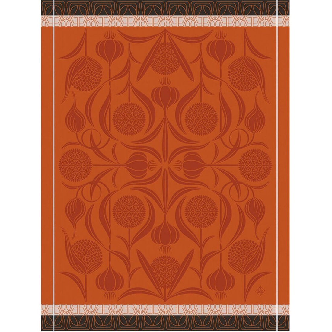 Le Jacquard Français Ail Orange Tea Towel, 100% Cotton Jacquard Woven Kitchen Dish Towel, Absorbent, 24 x 31 Inches