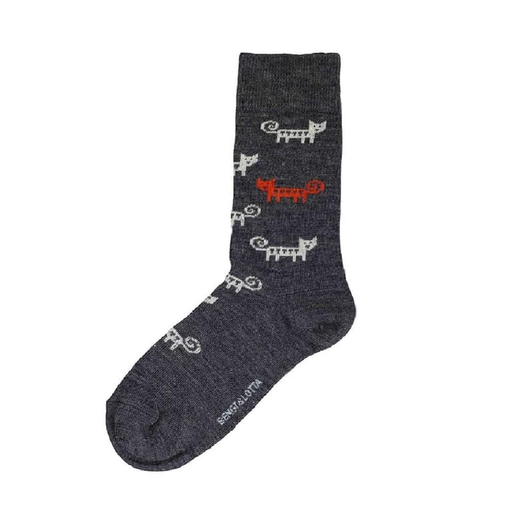 Bengt & Lotta Merino Wool Grey Socks | Cat