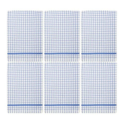Poli-Dri Cotton Tea Towel Kitchen Linens Blue Cornflower 6-Pack White/Blue by Samuel Lamont