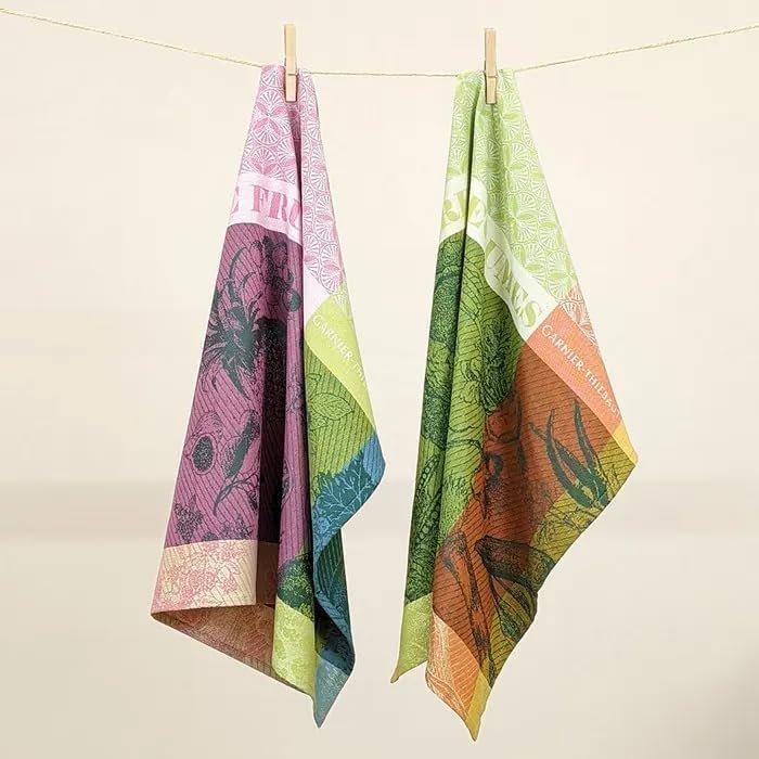 Garnier Thiebaut French Jacquard Kitchen Towels (Jardiniere Vert)