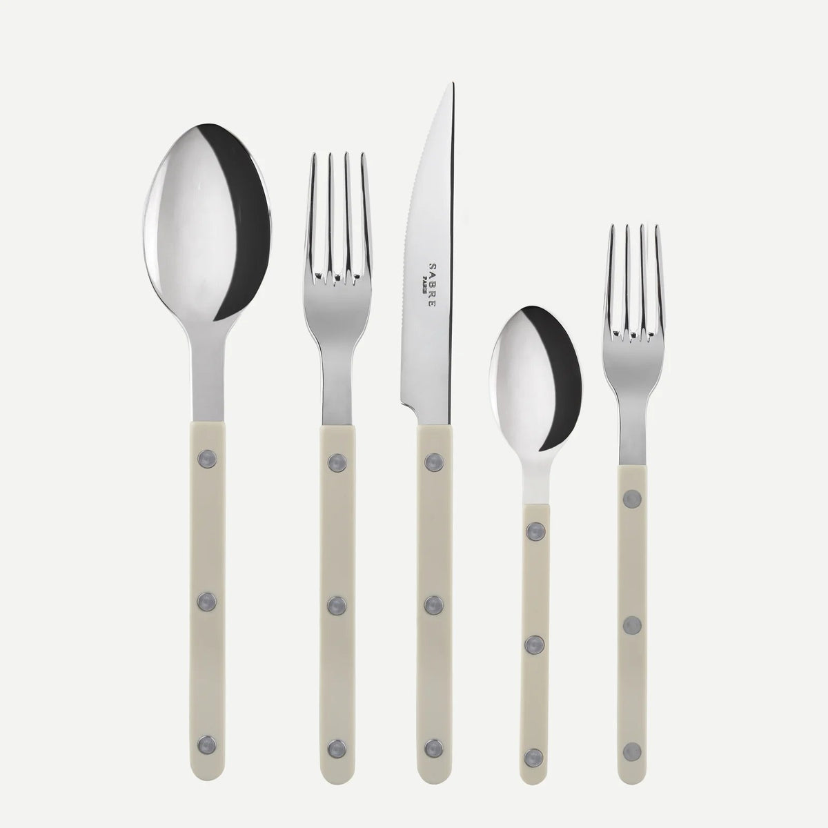 Sabre Bistrot Flatware Set 5 Piece Place Setting | Service for 4 | Shiny Khaki