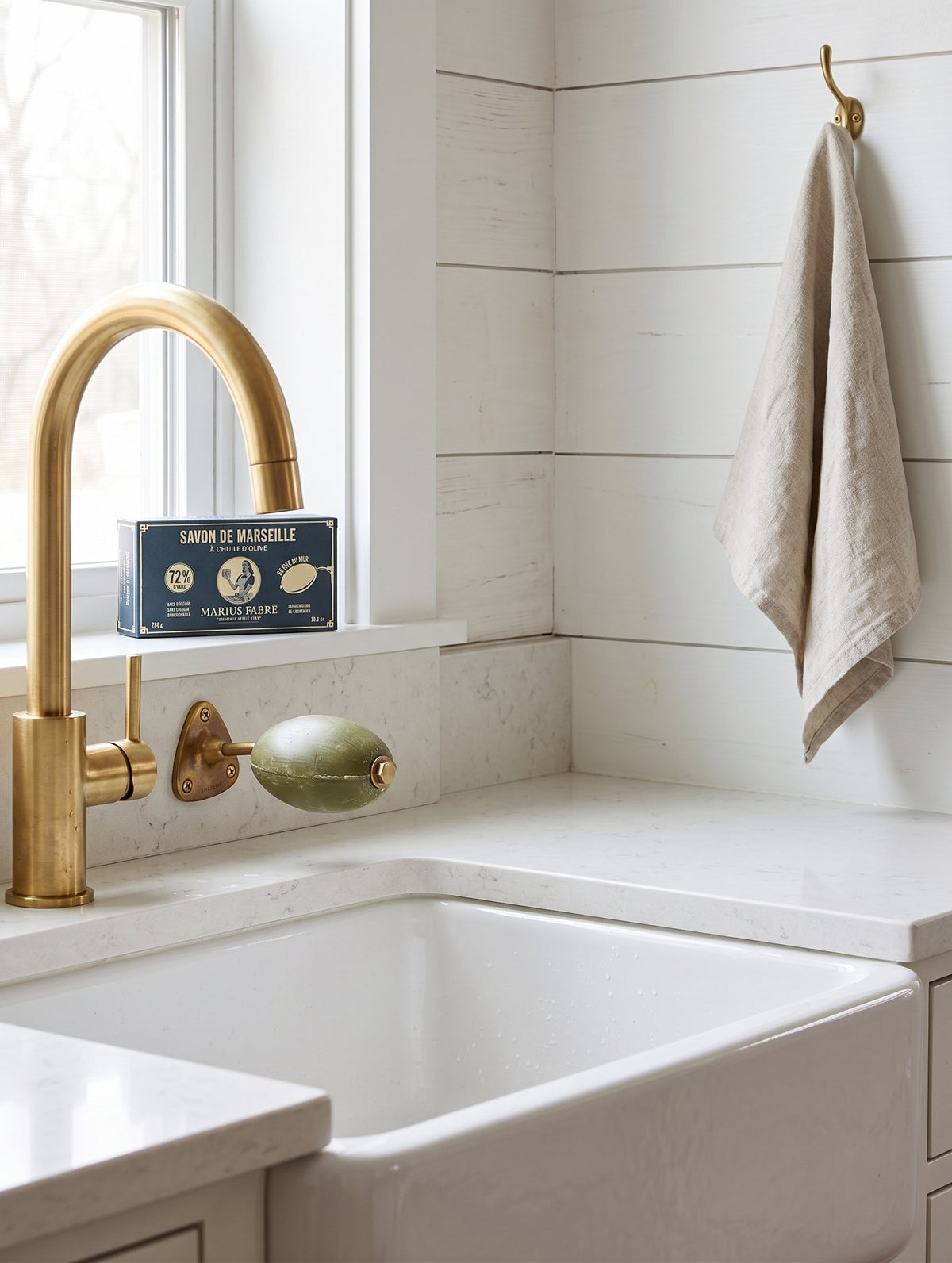 Marius Fabre Soap Refill installed on rotating wall holder
