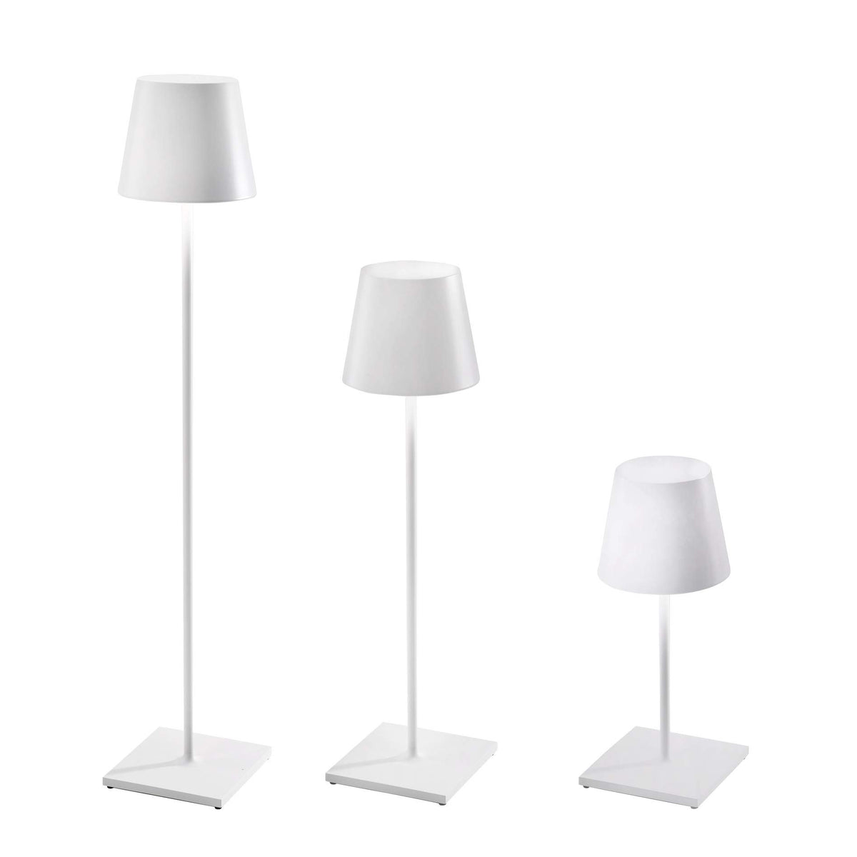 Zafferano Poldina Pro XXL Floor Lamp in Aluminum, IP54 Protection, Indoor/Outdoor use, Contact Charging Base Included, 59”, USA Plug
