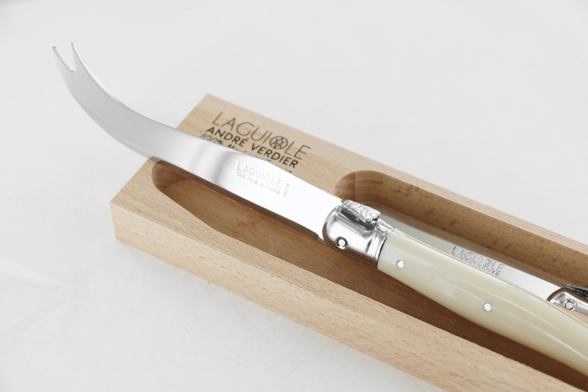 Andre Verdier Laguiole 5-Piece Host Serving Set — Ivory Handles, Beech Wood Gift-Box | Bread, Cheese & Salad Servers | Made in France