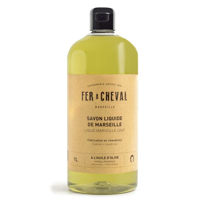 Fer a Cheval Marseille Liquid Soap Olive Oil 1L Hand Body Hypoallergenic France